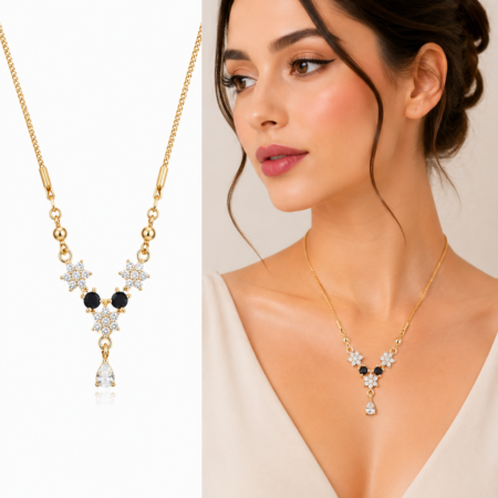 Golden Twilight Crystal Cluster Necklace