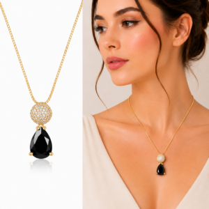 Midnight Sphere Teardrop Pendant