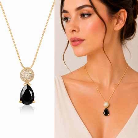 Midnight Sphere Teardrop Pendant
