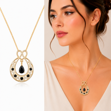 Noir Labyrinth Teardrop Necklace