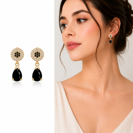Golden Midnight Teardrop Earrings