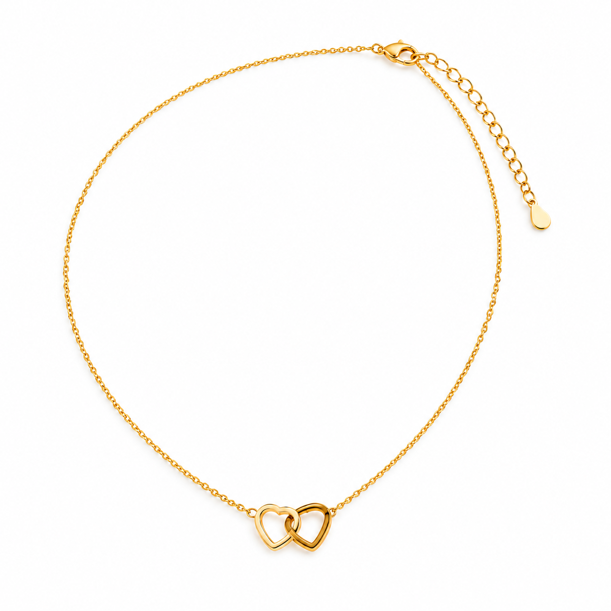 Interlocking Double Heart Gold Necklace - Image 2