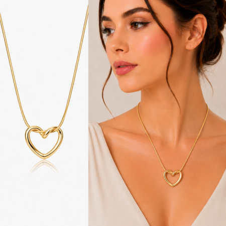 Interlinked Knot Heart Gold Necklace