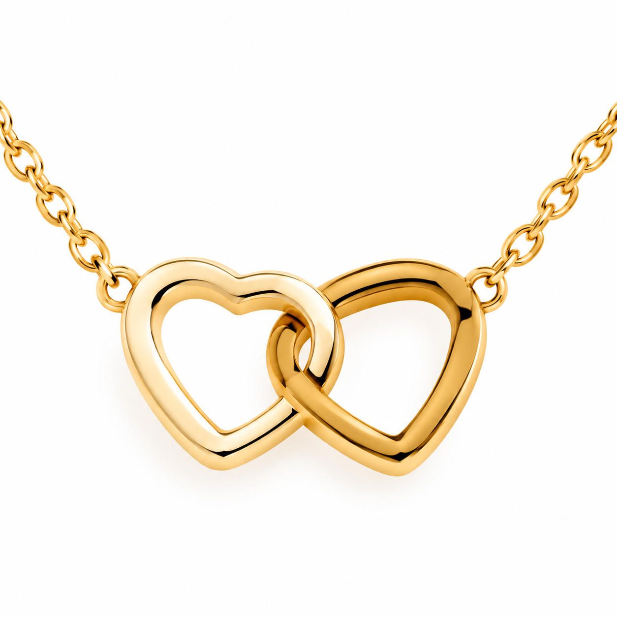 Interlocking Double Heart Gold Necklace - Image 4