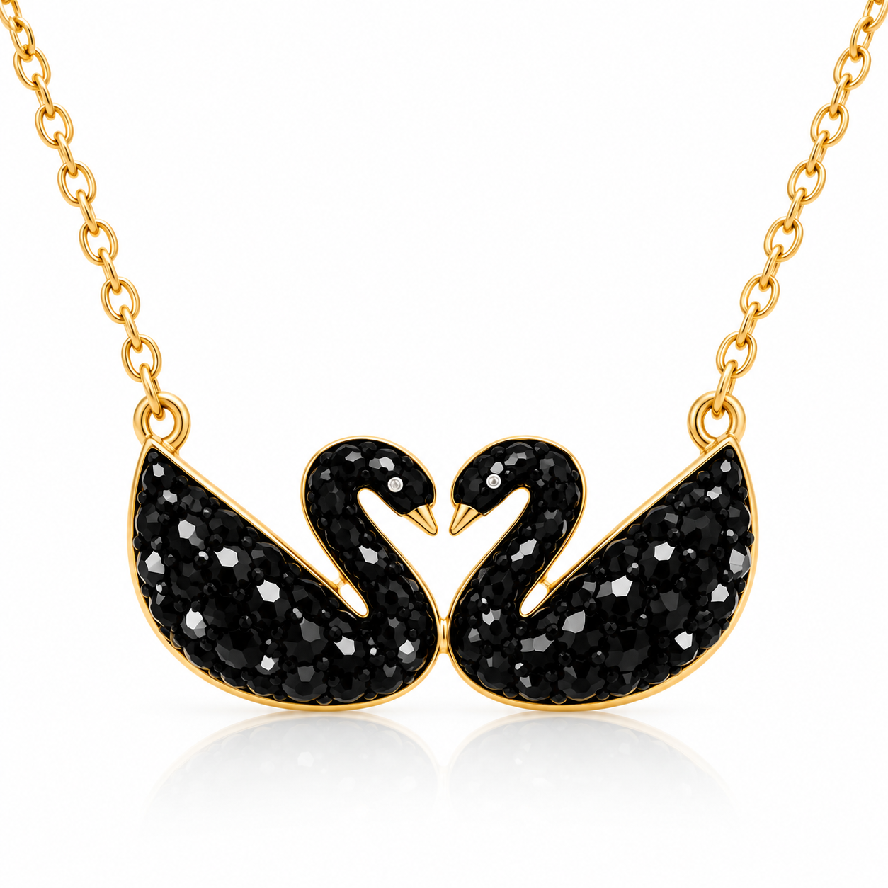Graceful Black Swan Gold Necklace - Image 3
